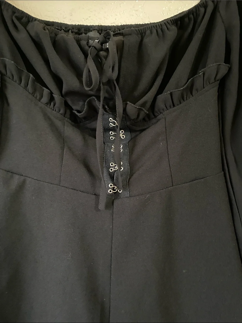 PrettyLittleThing Black offf the shoulder romper